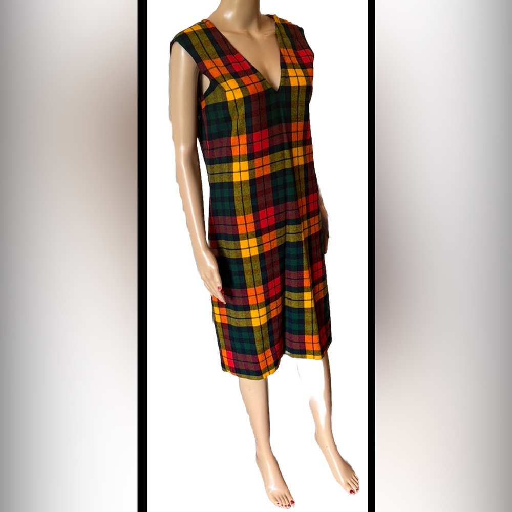 Vintage 1960s Bill Atkinson Glen of Michigan Jr. Retro Style Plaid Lined Dress